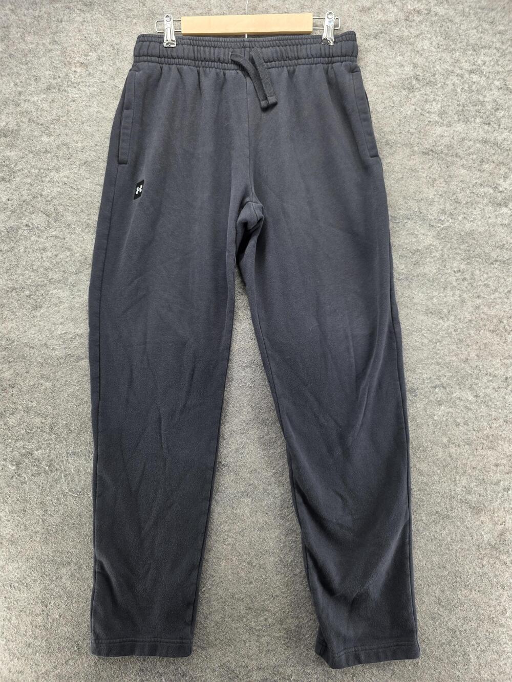 Under Armour Pants Mens L Black Sweatpants Fleece Drawstring Pockets Tapered